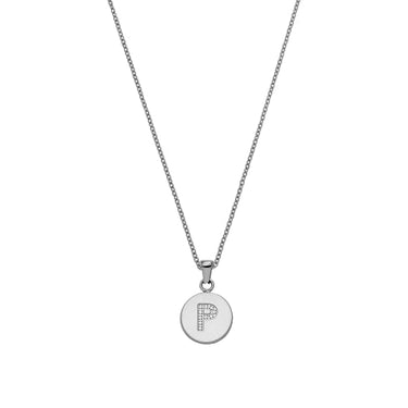 Purelei P Coin Kette (Gold, Silber), Damen Halskette Initiale aus langlebigem Edelstahl mit Schmucksteinen, Wasserfester Schmuck mit Anhänger Buchstabe P, 50-55 cm Länge verstellbar (Silber) im Sale